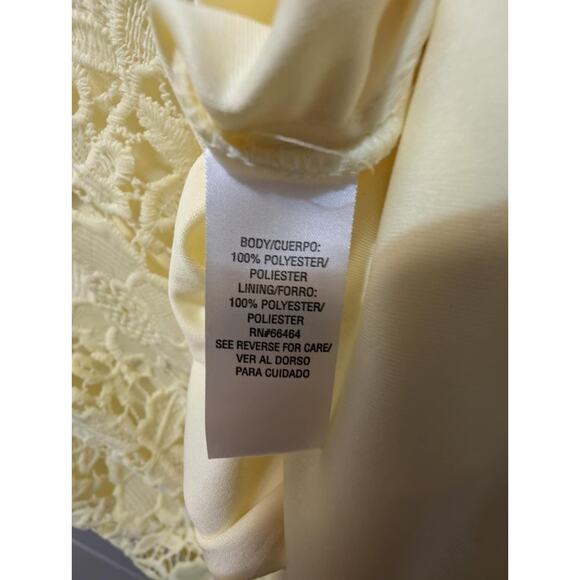 SANDRA DARREN Yellow Floral Crochet Lace Sheath Dress Plus Size 18 W Semi-Formal - Picture 9 of 9